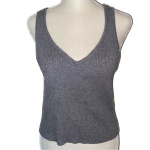 Gray Ribbed Crop Tank Top